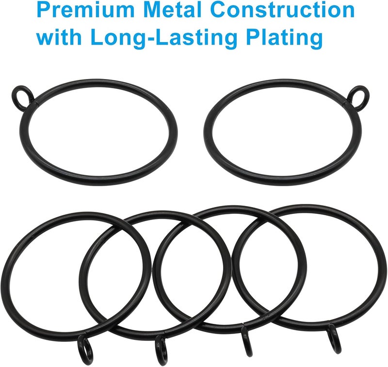 Bivethoi 28 Pack Metal Curtain Rings, with Eyelets Curtain Rings 2 Inch Inner Diameter Drapery Rings, Black Curtain Rings for Curtain Rods - Image 4